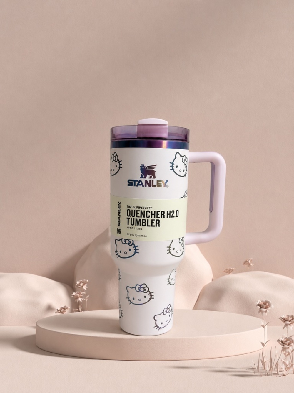 40oz Insulated FlowState Tumbler with Handle & Straw Hello Kitty White